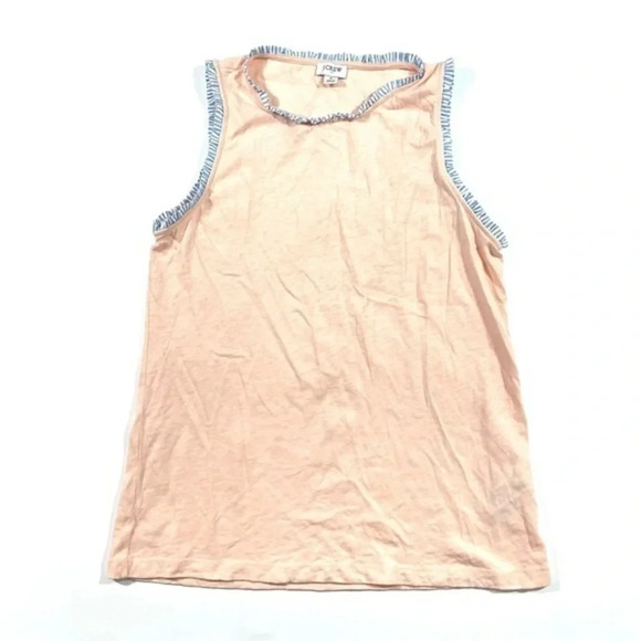 J Crew Factory Ruffle Trim Cotton Tank Top Size Small - Picture 1 of 7